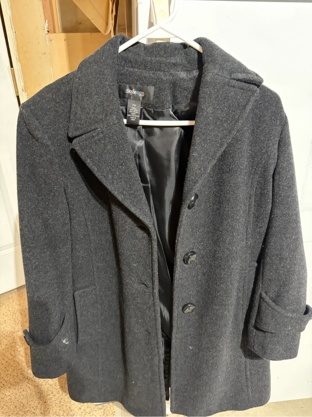 Style & Co. Women's Dark Gray Pea Coat